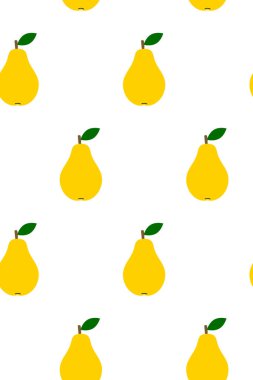 Armutlu tropik bir arka plan. Tekrarlanan meyve arka planı. Meyveli kusursuz bir desenin vektör çizimi. Modern egzotik soyut tasarım. 