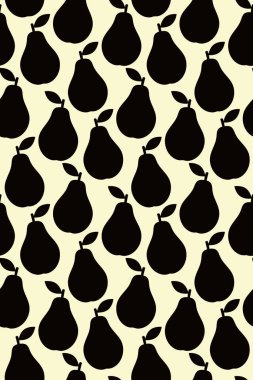 Armutlu tropik bir arka plan. Tekrarlanan meyve arka planı. Meyveli kusursuz bir desenin vektör çizimi. Modern egzotik soyut tasarım. 