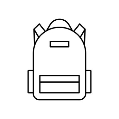 Öğrenci çantası, öğrenci çantası. Seyahat çantası. Turist bagajı. Vektör çizgisi simgesi. Düzenlenebilir felç. Doodle tarzı