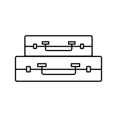 bagaj ikonu. Bavul, çanta, kurye çantası, seyahat çantası. İnce çizgi simgeleri. Düzenlenebilir vuruş simgesi. Vektör illüstrasyonu