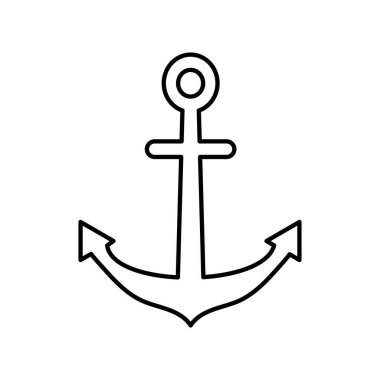 Demir atmak için geminin çapası. Turizm ve deniz, okyanus ve su eğlencelerinin sembolü. Vektör çizgisi simgesi. Düzenlenebilir felç. Doodle tarzı