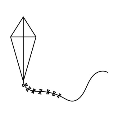 Açık hava eğlence uçurtması. Çocuk Oyunu. Vektör çizgisi simgesi. Düzenlenebilir felç. Doodle tarzı