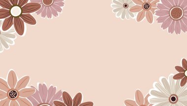 Soyut sanat arka plan vektörü. Moda bitkileri çerçevesi. Arkaplan rengi çiçekler, dekoratif güzel bahçeler. Yaz indirimi afişi için bitki yaprakları ve çiçek desenli tasarım