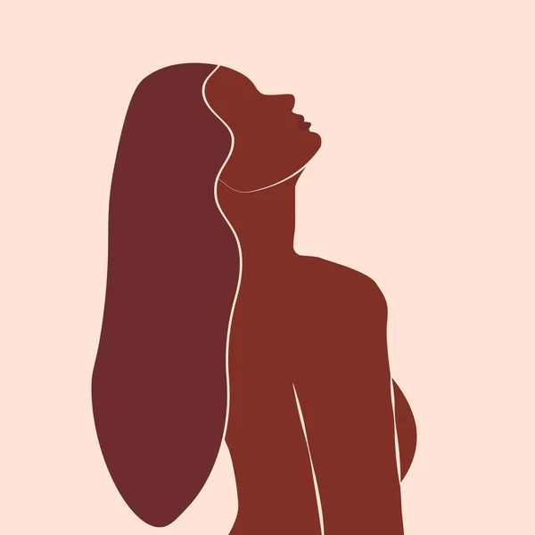 Portrait Minimal Abstrait Des Filles Portraits Femme Logo Beauté Concept — Image vectorielle