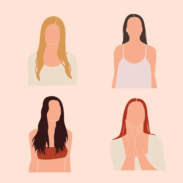 Portrait Minimal Abstrait Des Filles Portraits Femme Logo Beauté Concept — Image vectorielle