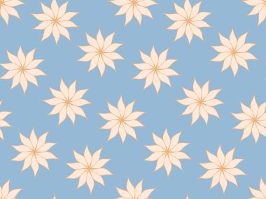 Çiçeklerin ve bitkilerin kusursuz yinelenen deseni. Süslü, güzel kır çiçekleri bahçesi. Tasarım için bitki yaprakları ve çiçek desenleri. Soyut minimalist modern duvar kağıdı. Vektör arkaplanı.