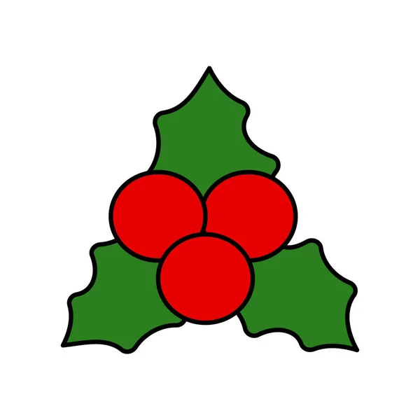 Muérdago Verde Navidad Con Bayas Rojas Elemento Para Celebración Icono — Vector de stock