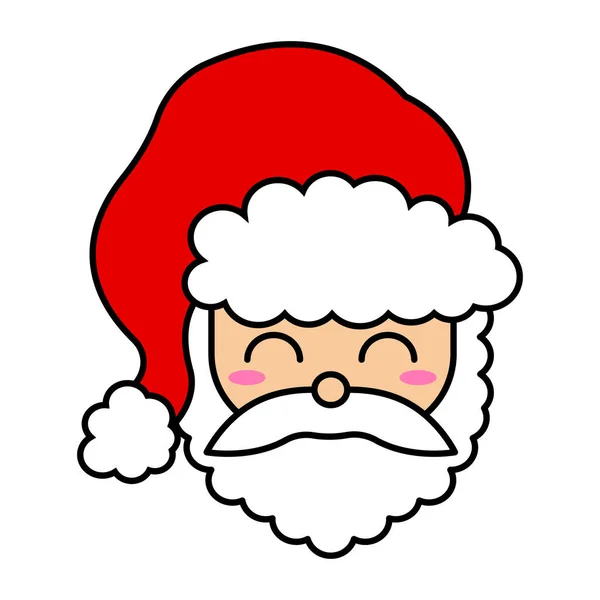 Cabeza Santa Claus Con Sombrero Rojo Barba Bigote Cara Feliz — Vector de stock