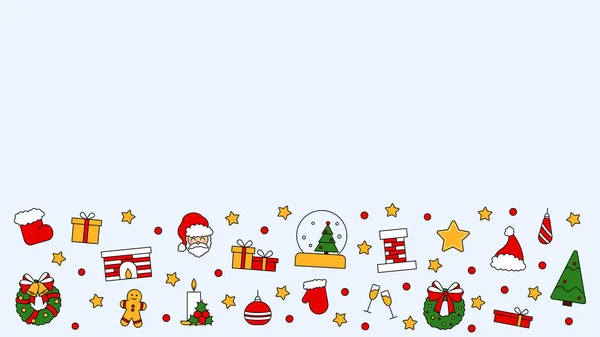 Patroon Met Plaats Voor Tekst Met Symbolen Van Kerstmis Gelukkig — Stockvector