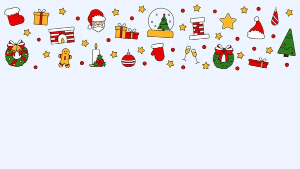 Patroon Met Plaats Voor Tekst Met Symbolen Van Kerstmis Gelukkig — Stockvector