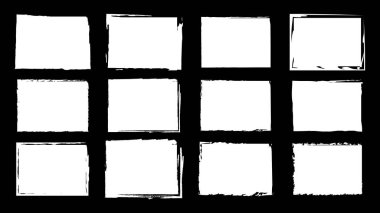 Grunge tarzında tasarlanmak için kirli çerçeveler. Mürekkep fırçası darbeleri. Kare ya da dikdörtgen şeklindeki bir dizi tehlike dokusu. Metin çerçeveleri, posterler, afişler için izole edilmiş arka planlar. Siyah, beyaz