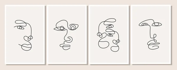 Plakát Jednou Linií Nakreslený Muž Minimalistickém Elegantním Stylu Abstraktní Tvář — Stockový vektor