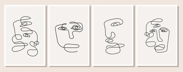 Plakát Jednou Linií Nakreslený Muž Minimalistickém Elegantním Stylu Abstraktní Tvář — Stockový vektor