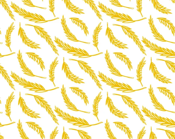 Wheat Ears Seamless Pattern Sketch Style Hand Drawn Texture Doodle — Stock Vector