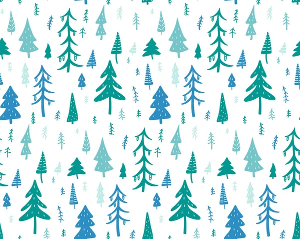 Forest seamless pattern Scandinavian style Hand drawn background — Stock Vector