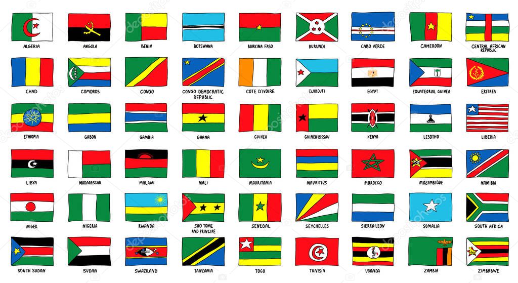 All African Flag Pack hand drawn