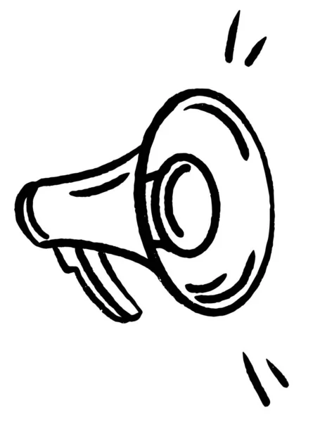 Megafono doodle mano disegnato icona linea di gesso — Vettoriale Stock