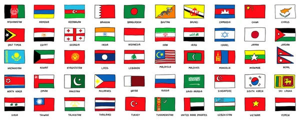 Asya el çizimi bayraklar çizim biçimi