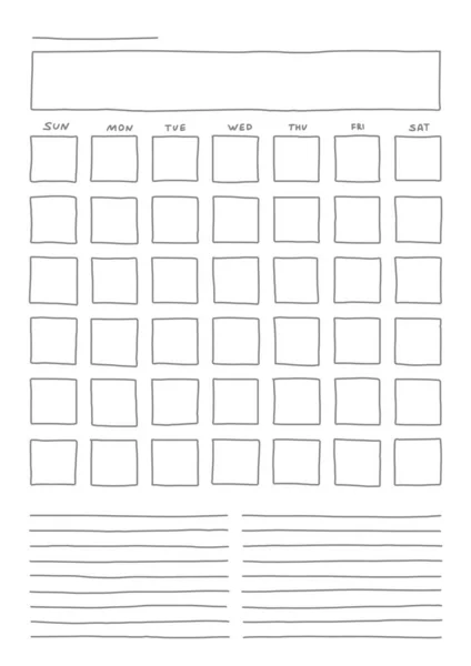 Verticale sjabloon blanco maand planner met plaats voor notities — Stockvector