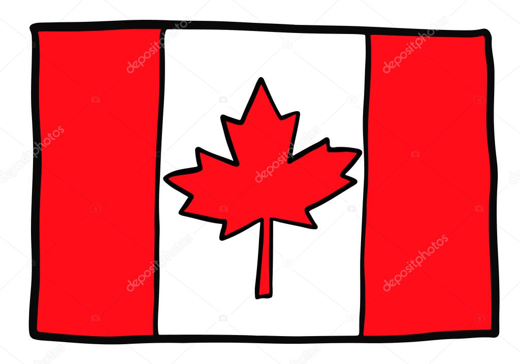 Hand drawing Canadian flag sketch