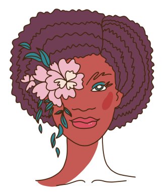 Çağdaş güzel kadın çiçeklerle şekillendirilmiş yüz