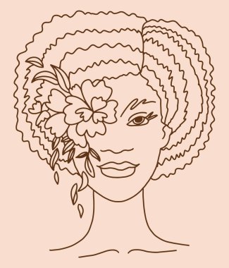 Çağdaş güzel kadın çiçeklerle şekillendirilmiş yüz