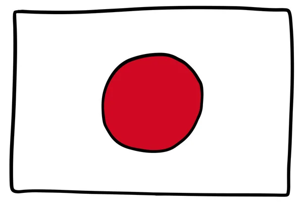 Bandeira do Japão Doodle Desenho à mão — Vetor de Stock