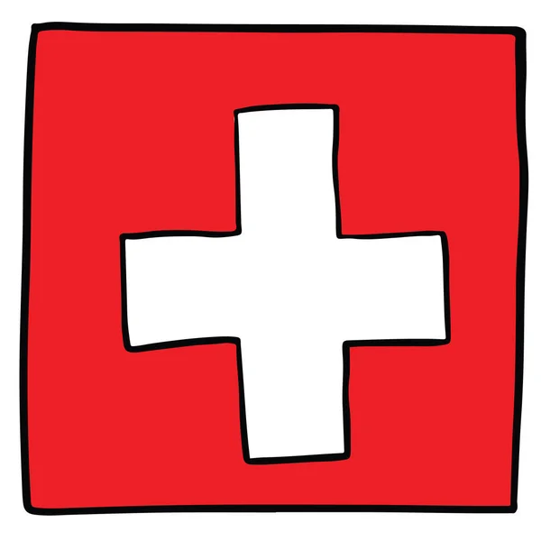 Schweiz Flagge Doodle Hand Zeichnung — Stockvektor