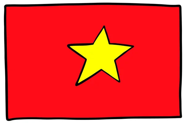 Bandeira Vietnam Doodle Desenho à mão esboço — Vetor de Stock