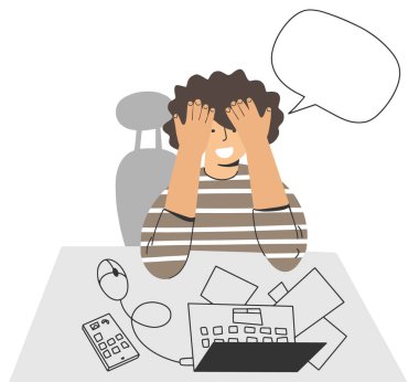 Kadın ve ev konseptiyle ilgili sorunlar, el çizimi,