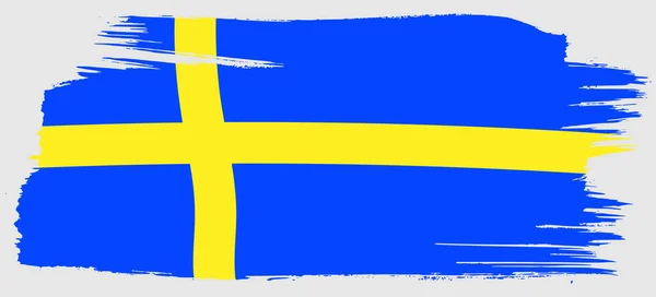 Švédská vlajka tahů štětcem. Ručně kreslený náčrt — Stockový vektor
