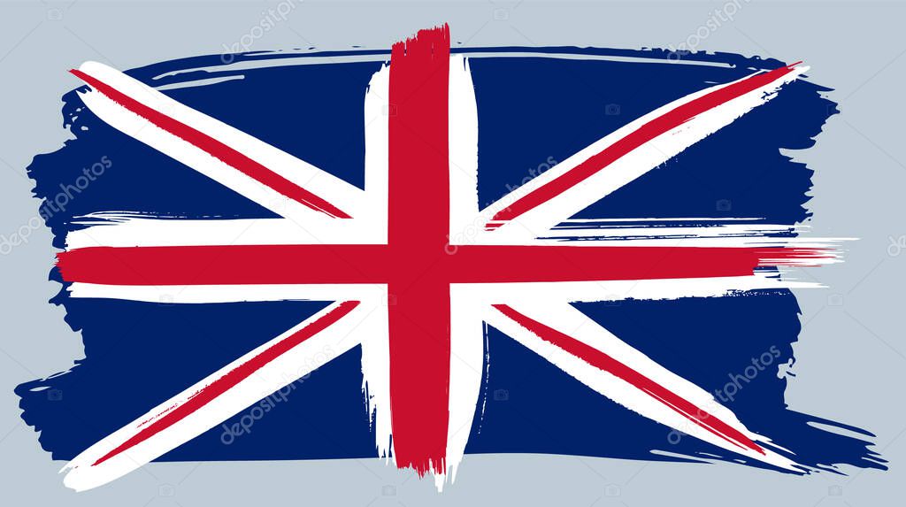 British flag brush stroke watercolor. Grunge background Vector illustration