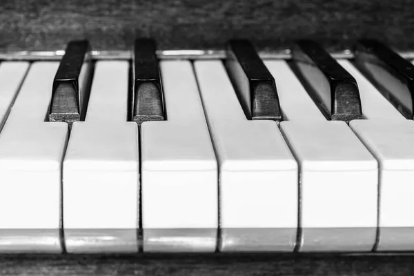 Classical piano keyboard, black and white keys of musical instrument