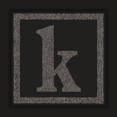 Dekoratif harf K monogram alfabe vektörü