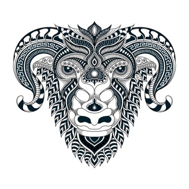 siyah ve beyaz Etnik vektörde şekillendirilmiş keçi