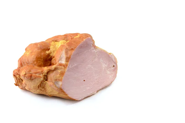 Tütsülenmiş domuz filetosu, beyaz arka planda izole edilmiş domuz eti.. — Stok fotoğraf
