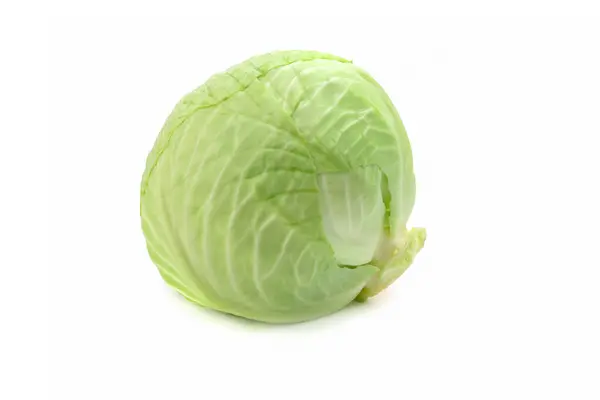 Green cabbage.A head of cabbage on a white isolated background. — Stock Photo, Image