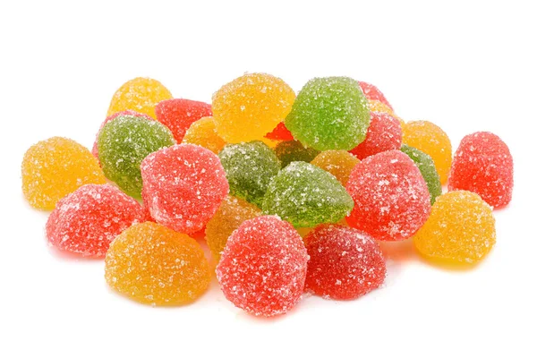 Farbige Gelee Süße Zuckerbonbons Oder Marmelade Isoliert Auf Weißem Hintergrund — Stockfoto