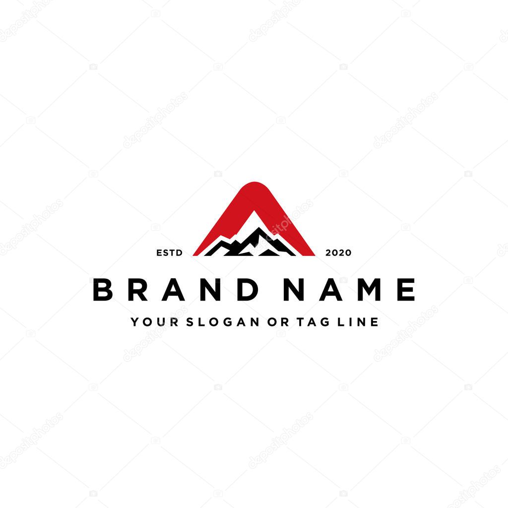 Letter A mountain logo design concept vector template