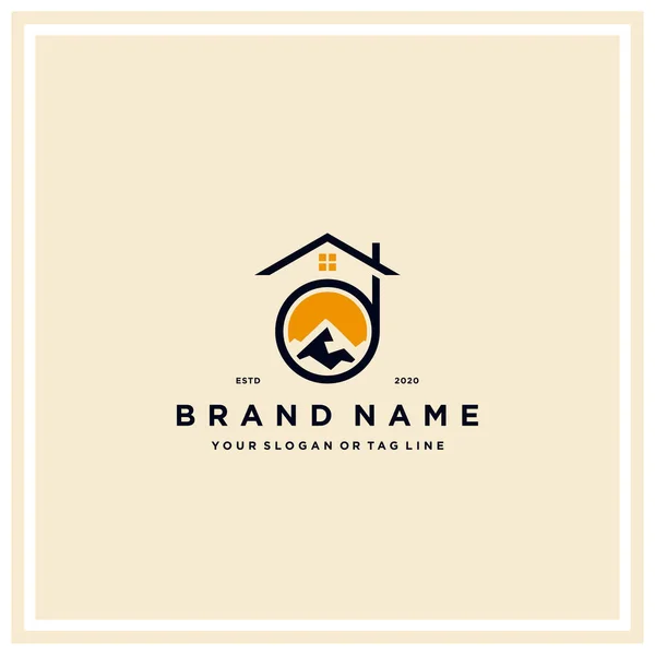 Letter Mountain Home Logo Design Vector Template — Stock Vector