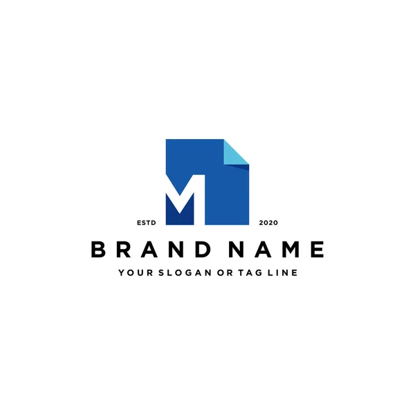 letter M document logo design vector template