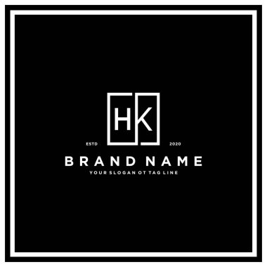 HK kare logo tasarım konsept vektör şablonu