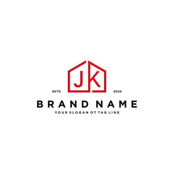 letter JK home logo design concept vector template