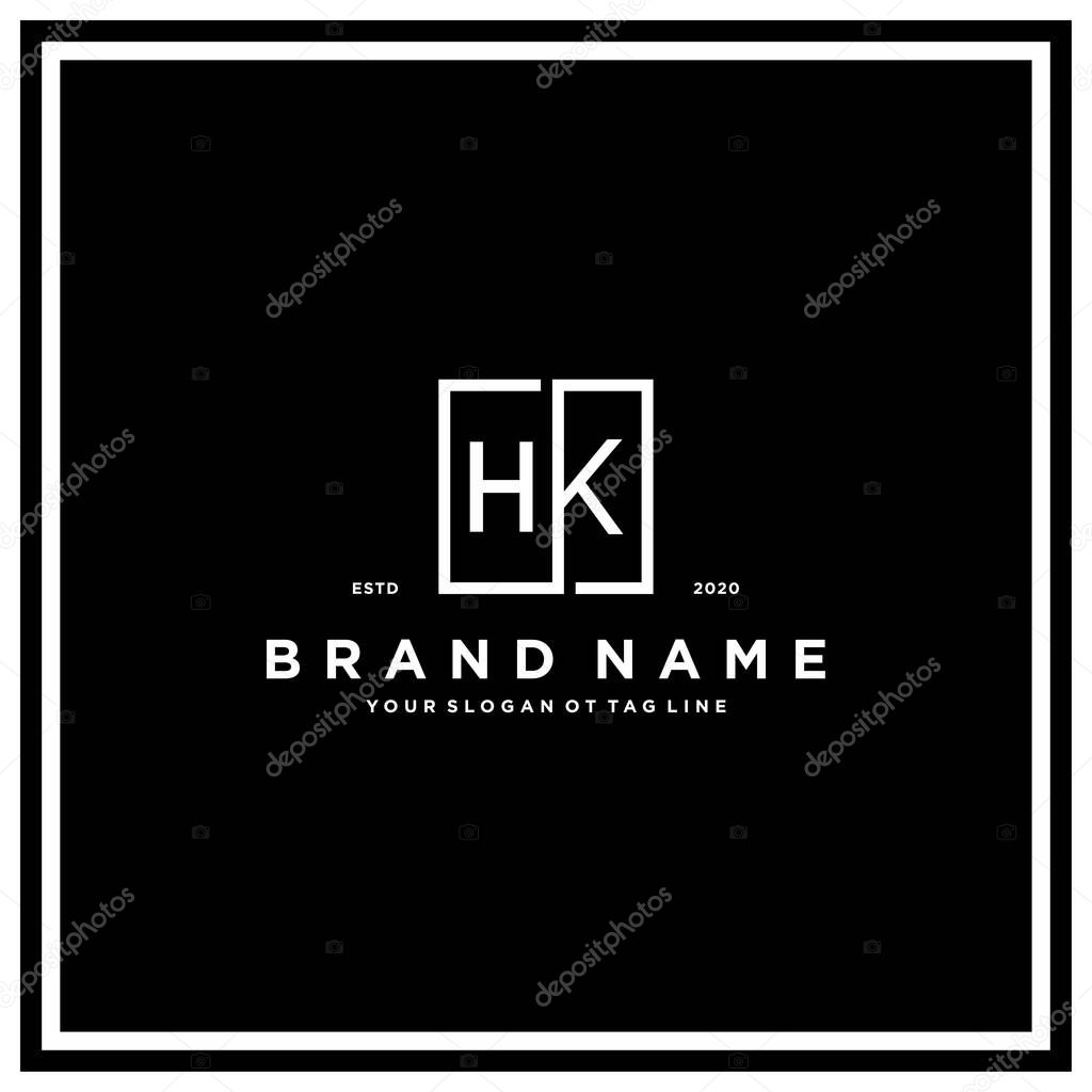 letter HK square logo design concept vector template