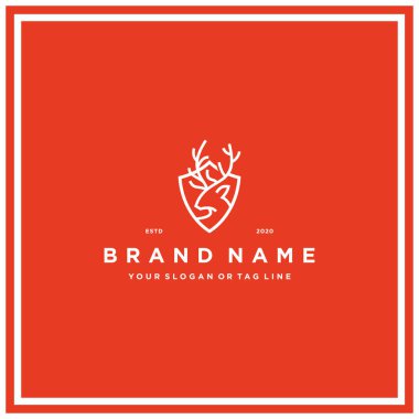 geyik kalkanı logo tasarımı konsept vektör şablonu