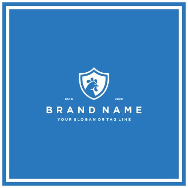 Horoz kalkanı logo tasarımı konsept vektör şablonu