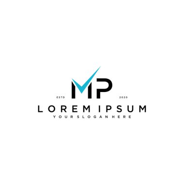 harf MP kontrol listesi logo tasarım konsept vektör şablonu