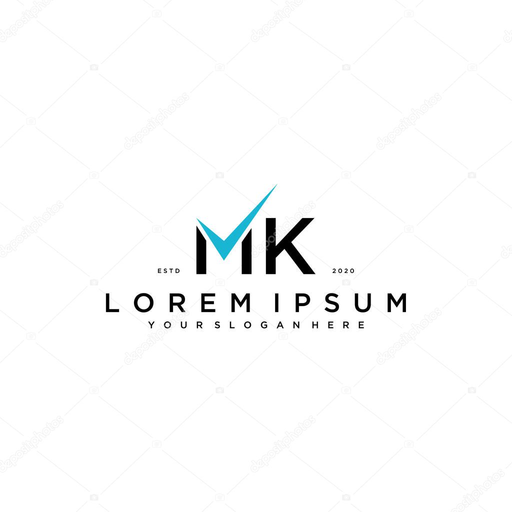 Letter MK checklist logo design concept vector template