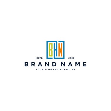 harf BHN kare renkli logo tasarım vektör şablonu