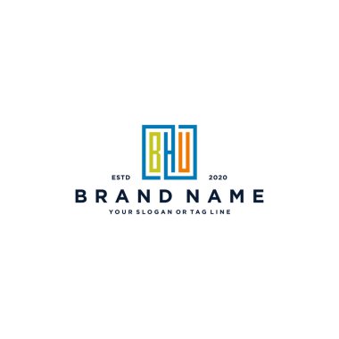 harf BHU kare renkli logo tasarım vektör şablonu